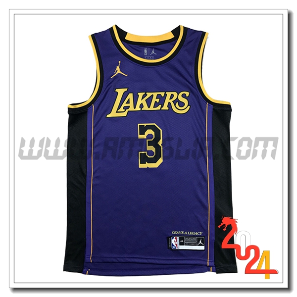 Maglia Los Angeles Lakers (DAVIS #3) 2024/25 viola/Nero/Giallo -02