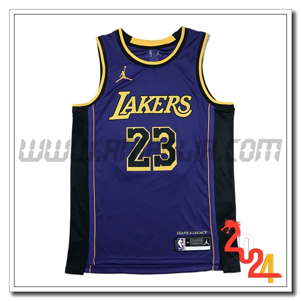 Maglia Los Angeles Lakers (JAMES #23) 2024/25 viola/Nero/Giallo -03