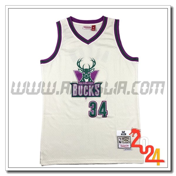 Maglia Milwaukee Bucks (ALLEN #34) 2024/25 Bianco/viola/Verde