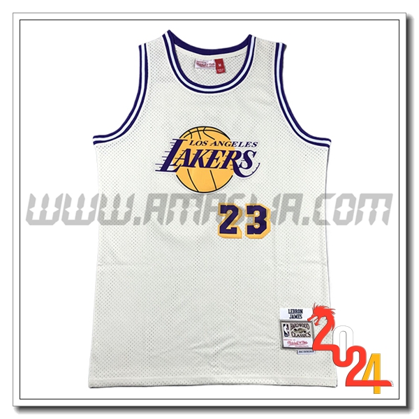 Maglia Los Angeles Lakers (JAMES #23) 2024/25 Bianco/Giallo/viola