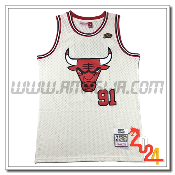 Maglia Chicago Bulls (RODMAN #91) 2024/25 Bianco/Rosso