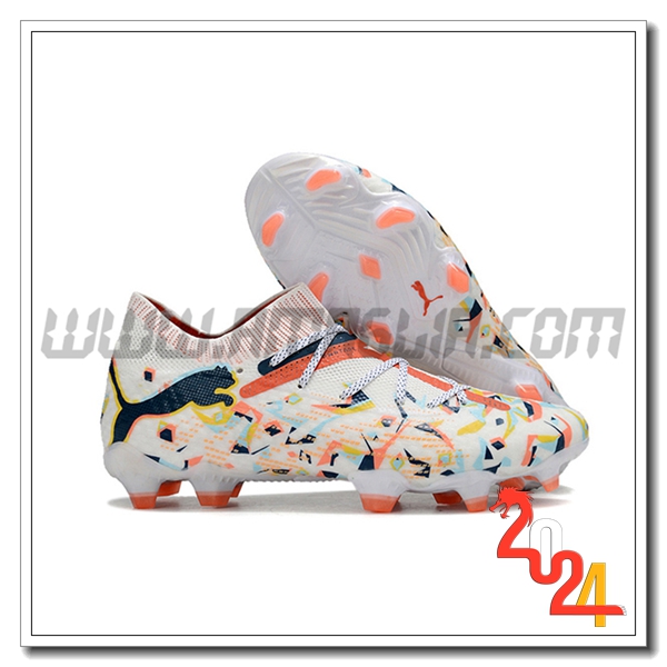 PUMA Scarpe Calcio FUTURE 7 ULTIMATE FG/AG Bianco/Nero/Arancia