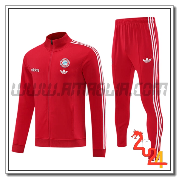 Tuta Allenamento Giacca Bayern Monaco Rosso 2024 2025