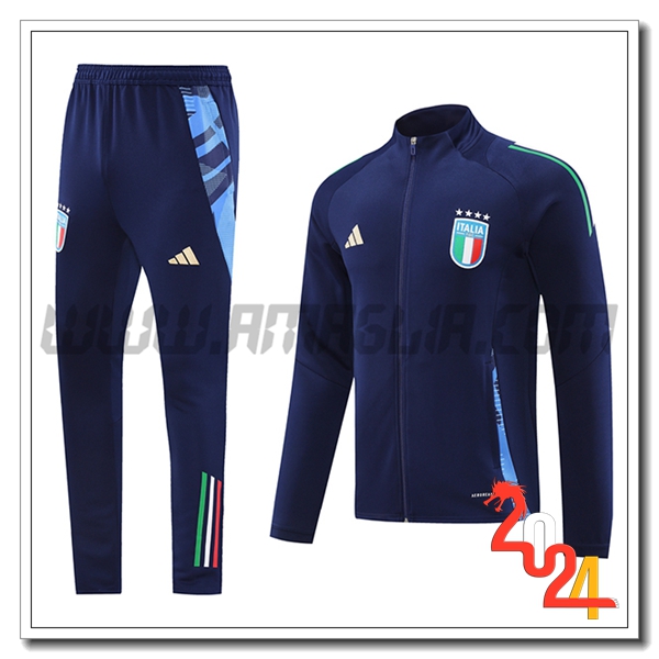 Tuta Allenamento - Giacca Italia Blu Scuro 2024 2025