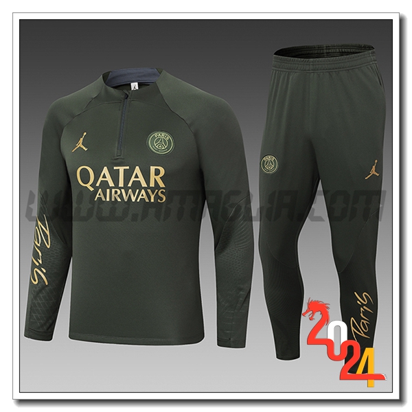 Tuta Allenamento PSG Bambino Verde 2024 2025