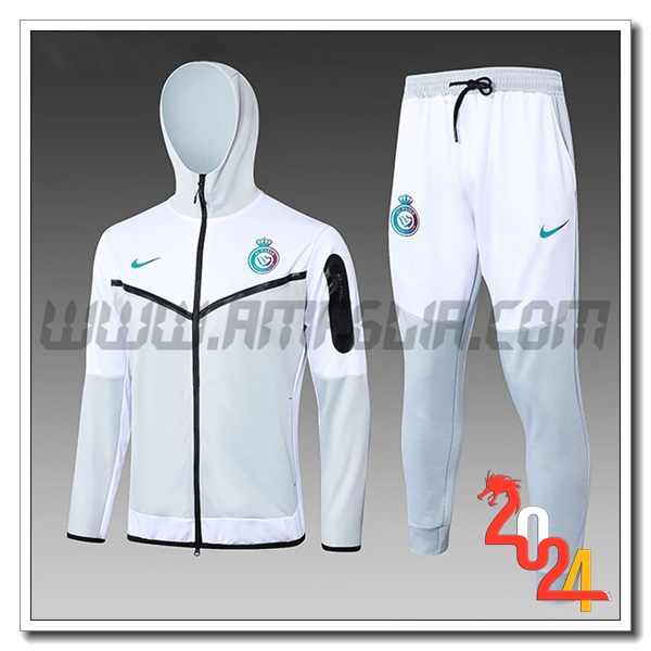 Giacca Con Cappuccio Tuta Giacca A Vento Al-Nassr FC Bambino Bianco/Grigio 2024 2025