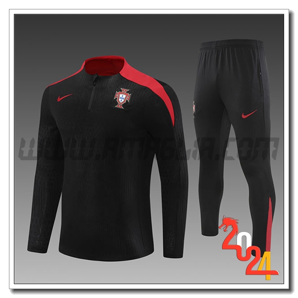 Tuta Allenamento Portogallo Bambino Nero/Rosso 2024 2025