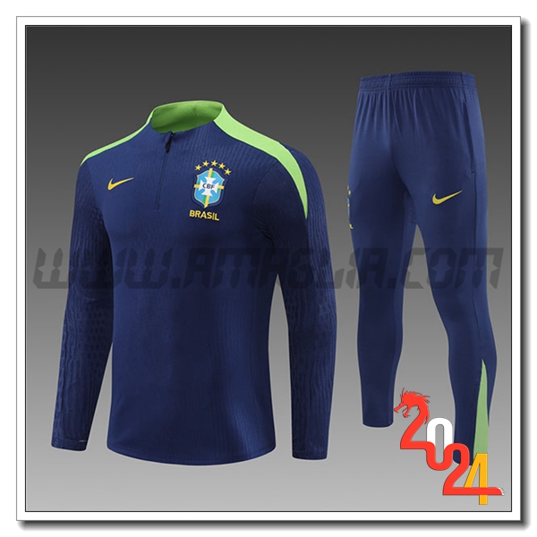 Tuta Allenamento Brasile Bambino Blu/Verde 2024 2025