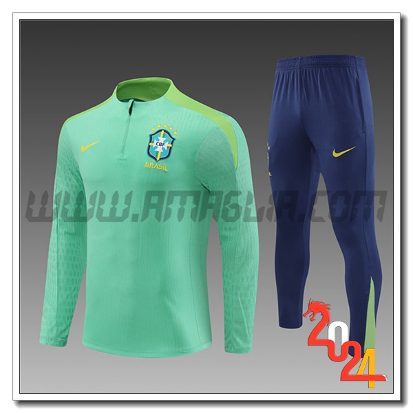 Tuta Allenamento Brasile Bambino Verde 2024 2025