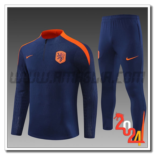 Tuta Allenamento Paesi Bassi Bambino Blu/Arancia 2024 2025