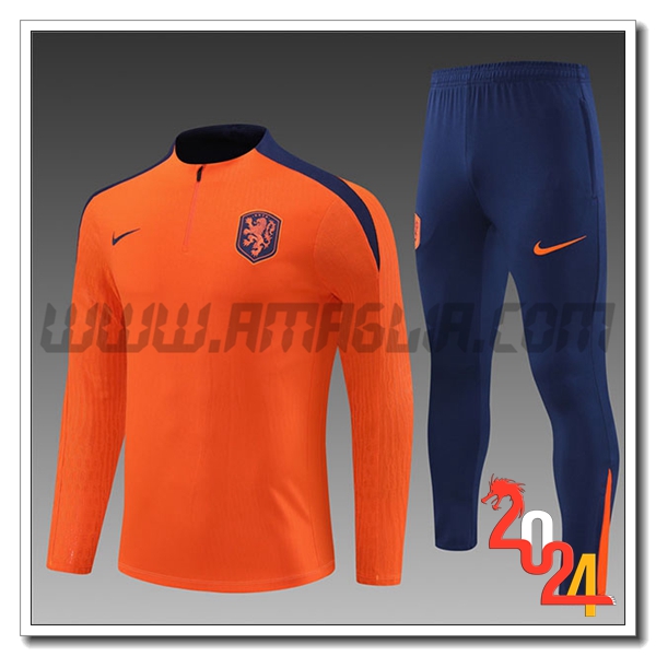 Tuta Allenamento Paesi Bassi Bambino Arancia/Blu 2024 2025