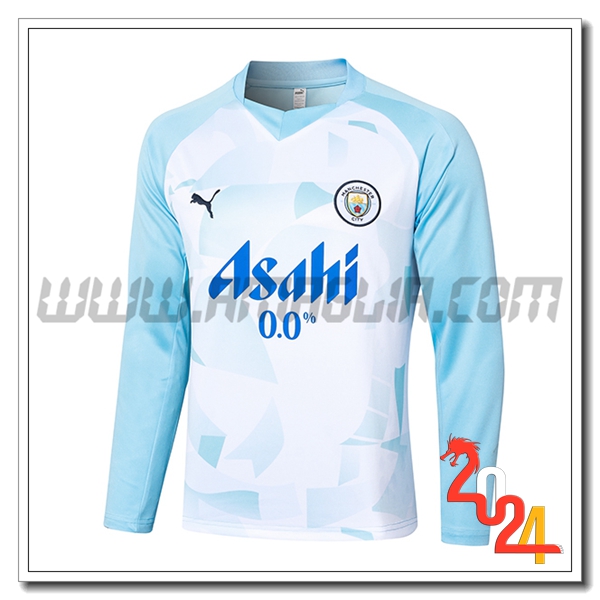 Felpa Allenamento Manchester City Bianco/Blu 2024 2025