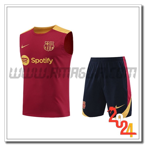 Kit Canotta Allenamento FC Barcellona Rosso/Giallo 2024 2025