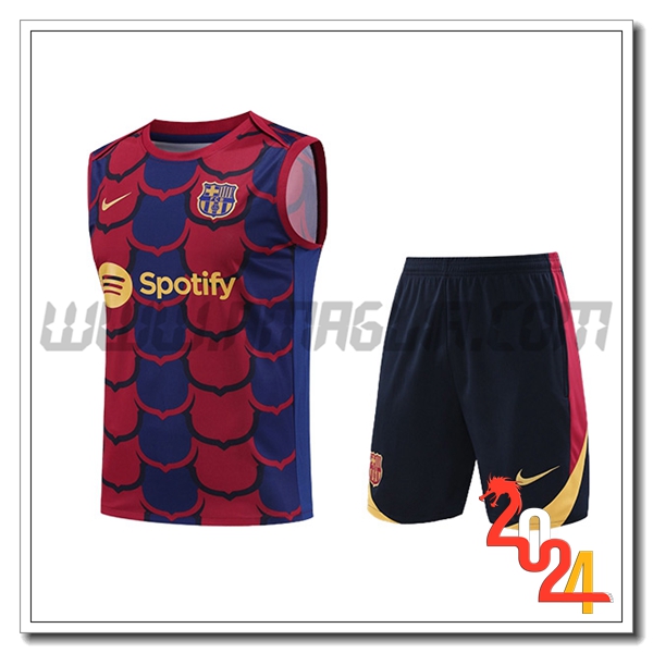 Kit Canotta Allenamento FC Barcellona Blu/Rosso 2024 2025