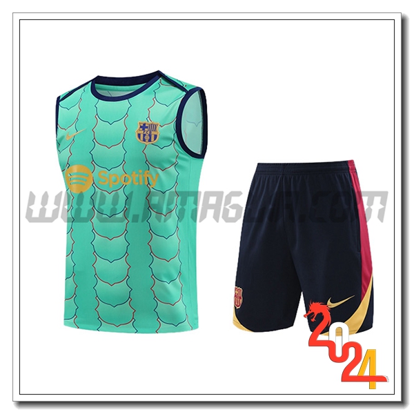 Kit Canotta Allenamento FC Barcellona Verde 2024 2025