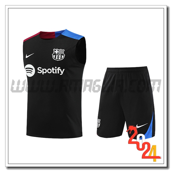 Kit Canotta Allenamento FC Barcellona Nero/Blu/Rosso 2024 2025