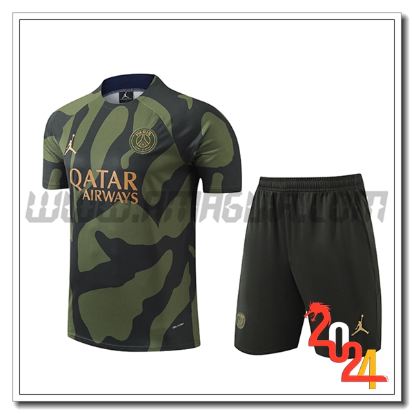 T Shirt Allenamento PSG Verde/Nero 2024 2025