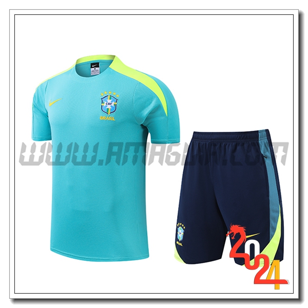T Shirt Allenamento Brasile Blu/Verde 2024 2025