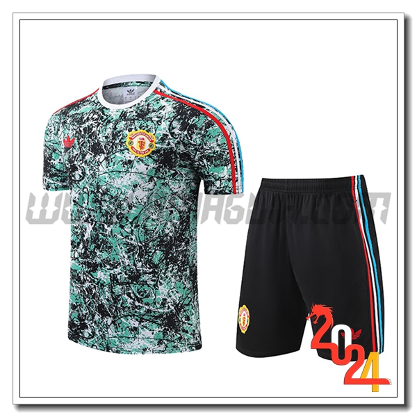 T Shirt Allenamento Manchester United Verde/Nero 2024 2025