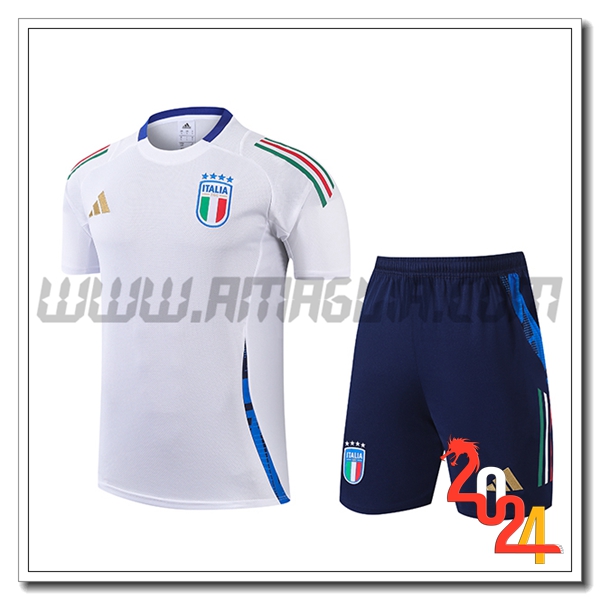 T Shirt Allenamento Italia Bianco/Blu 2024 2025