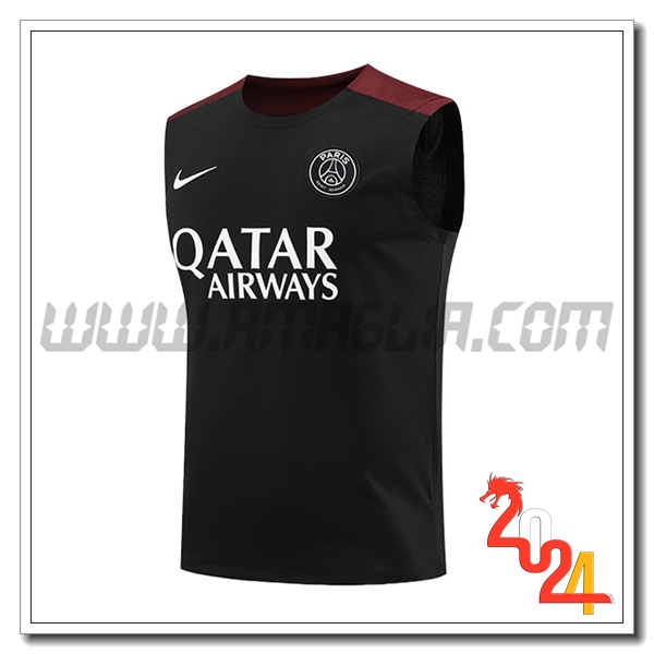 Canotta Allenamento PSG Nero/Rosso 2024 2025