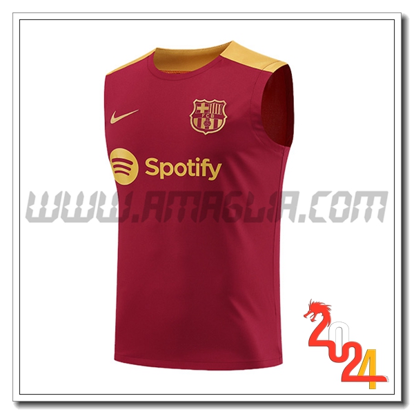Canotta Allenamento FC Barcellona Rosso/Giallo 2024 2025