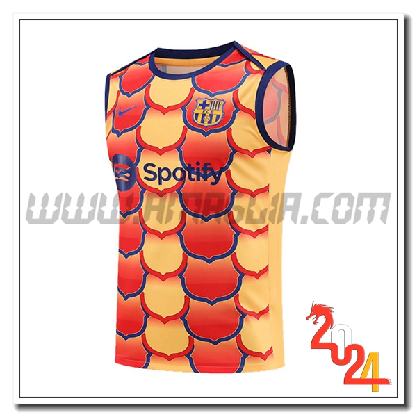 Canotta Allenamento FC Barcellona Arancia/Rosso 2024 2025