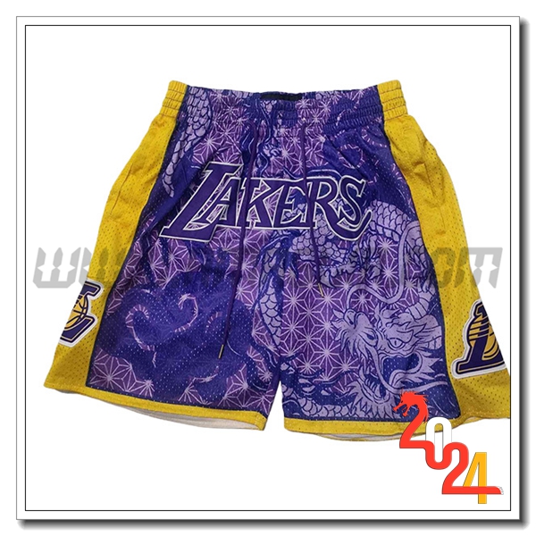 Pantaloncini NBA Los Angeles Lakers 2024/25 viola/Giallo