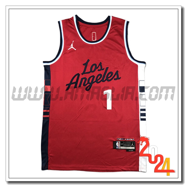 Maglia Los Angeles Clippers (HARDEN #1) 2024/25 Rosso/Bianco/Nero