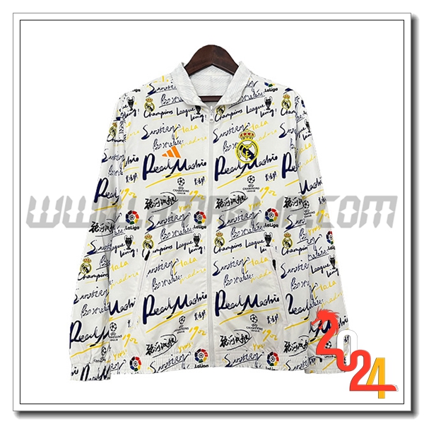 Giacca A Vento Real Madrid Bianco/Nero/Giallo 2024 2025