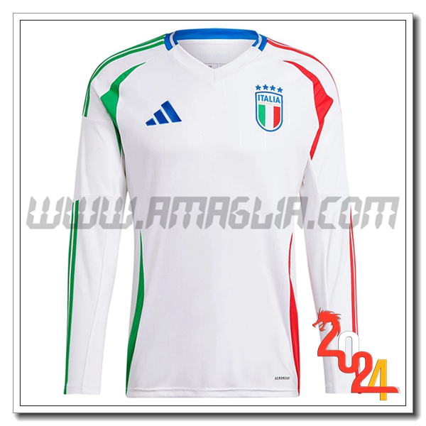 Maglia Squadra Italia Maniche lunghe Seconda Bianco 2024 2025