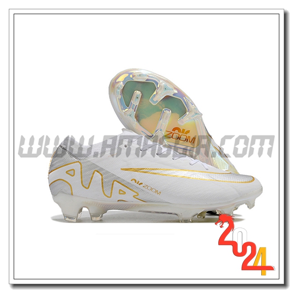 Nike Scarpe Da Calcio AIR Zoom Mercurial Vapor 15 Elite XXV FG Bianco/Grigio/Giallo
