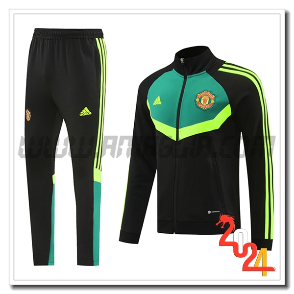 Tuta Allenamento Giacca Manchester United Nero/Verde 2024 2025