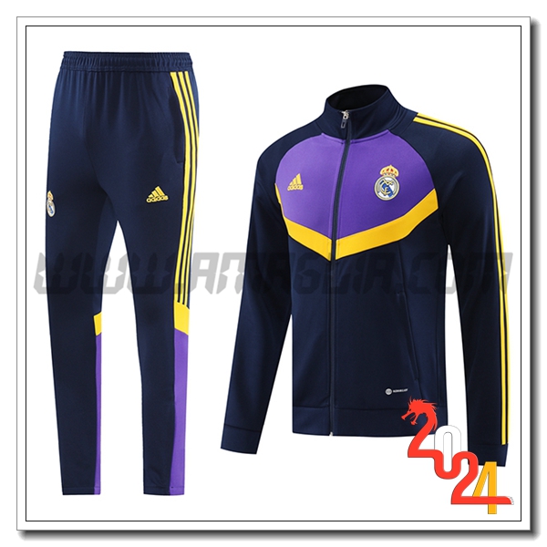 Tuta Allenamento Giacca Real Madrid Blu/Viola/Giallo 2024 2025
