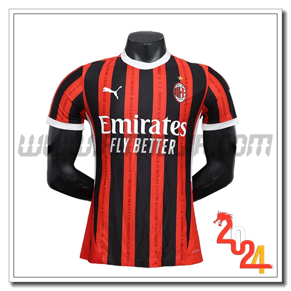 AC Milan Prima Maglia Calcio 2024 2025 Rosso Nero