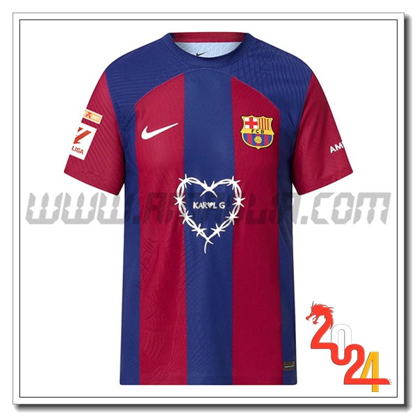 Maglia Calcio FC Barcellona x KAROL 2024 Blu Rosso