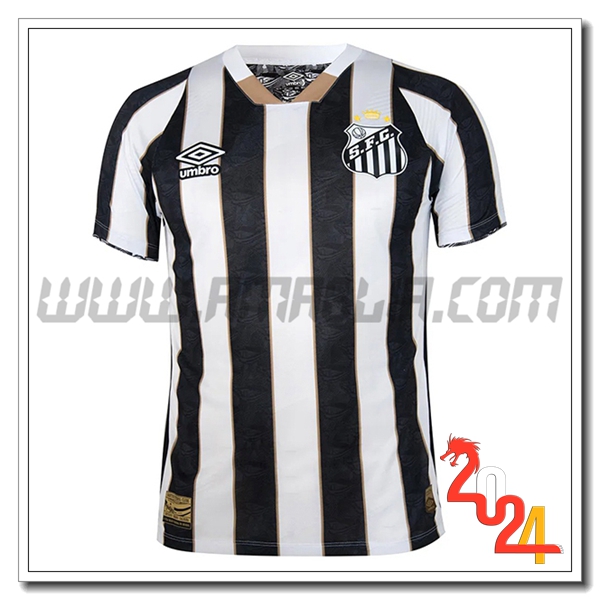Santos Prima Maglia Calcio 2024 2025 Bianco Nero