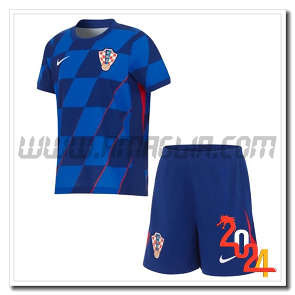 Kit Maglia Croazia Bambino Seconda 2024 2025 Blu