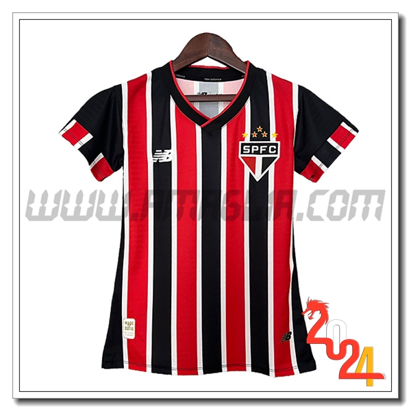 Seconda Maglia Calcio Sao Paulo FC Donne 2024 2025 Rosso Nero