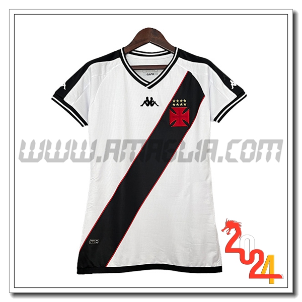 Prima Maglia Calcio CR Vasco Da Gama Donne 2024 2025 Bianco Nero