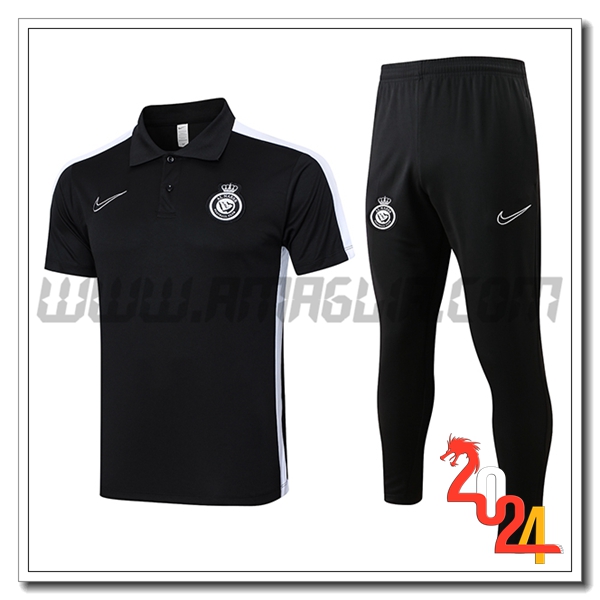 Kit Maglia Polo Al-Nassr Nero/Bianco 2024 2025