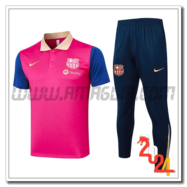 Kit Maglia Polo FC Barcellona Rosa/Blu 2024 2025