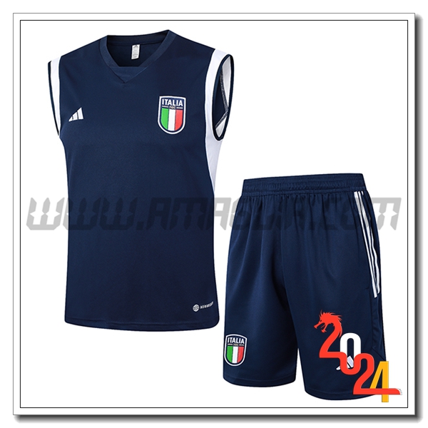 Kit Canotta Allenamento Italia Blu Scuro 2024 2025