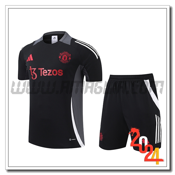 Kit Maglia Allenamento Manchester United Nero/Bianco/Rosso 2024 2025