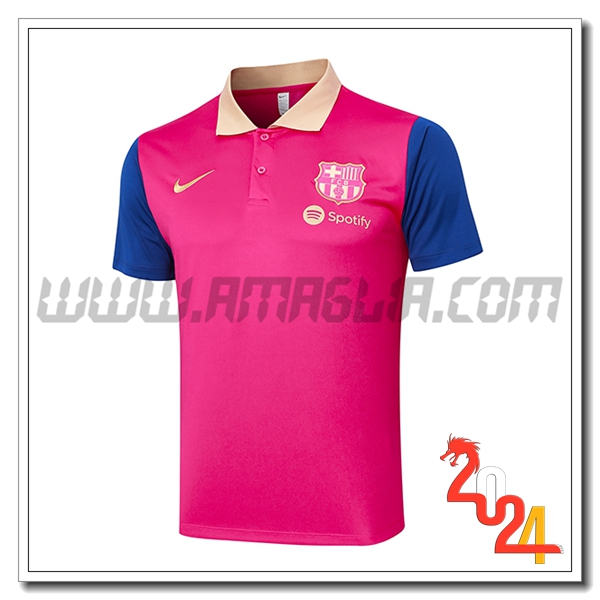 Maglia Polo FC Barcellona Rosa/Blu 2024 2025