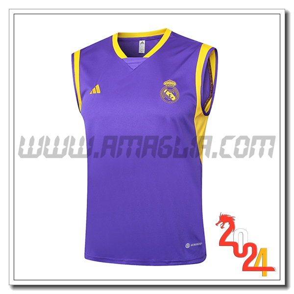 Canotta Allenamento Real Madrid viola/Giallo 2024 2025