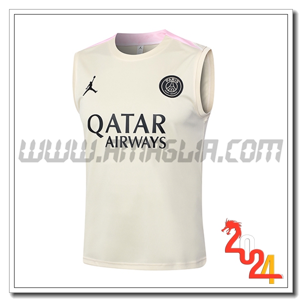 Canotta Allenamento PSG Beige/Nero 2024 2025