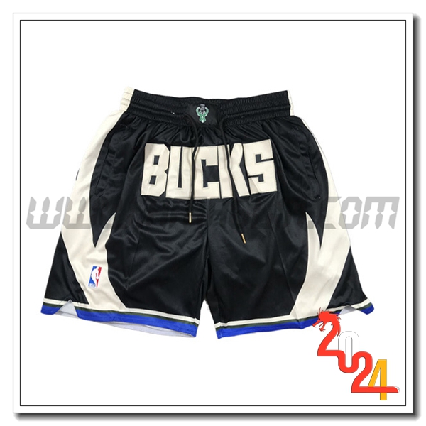 Pantaloncini NBA Milwaukee Bucks 2024/25 Nero/Beige