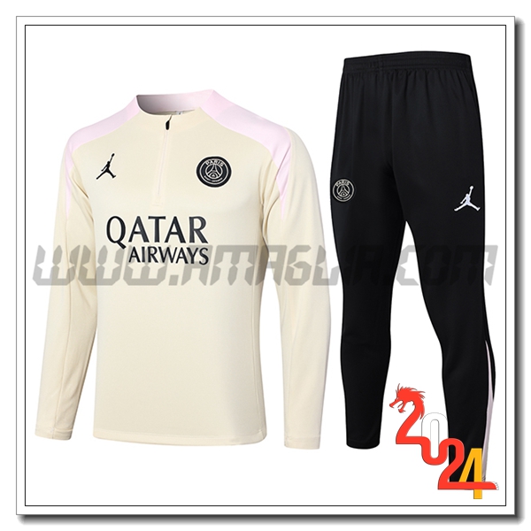 Tuta Allenamento PSG Beige/Nero 2024 2025