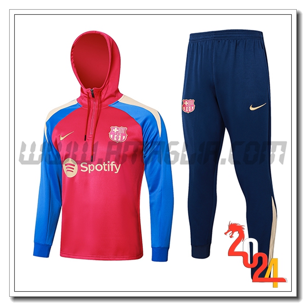 Felpa Con Cappuccio Tuta FC Barcellona Rosso/Blu 2024 2025